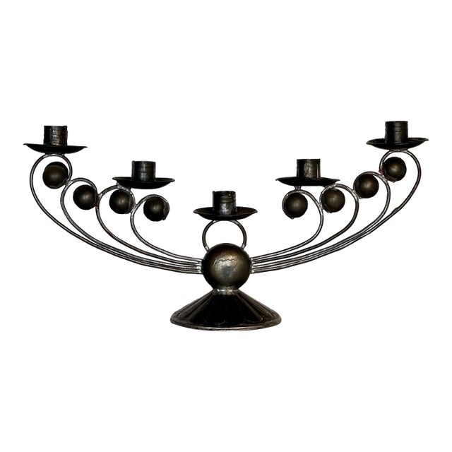 Vintage Mexican Tin Metal Candelabra For Sale