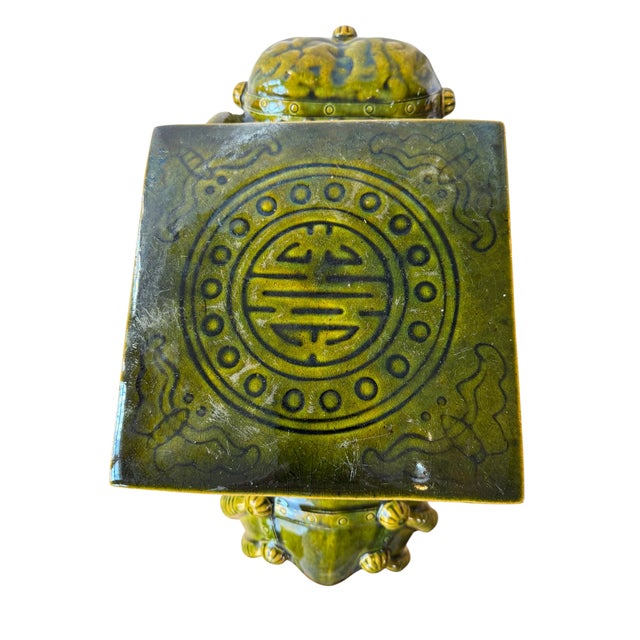 Mid 20th Century Green Glazed Ceramic Elephant Garden Stool / Plant Stand For Sale In Houston - Image 6 of 12