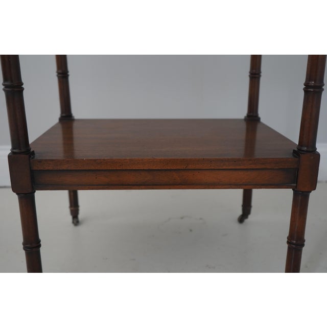 Regency Style 4 Tier Mahogany Bamboo Form Etagere For Sale - Image 10 of 12