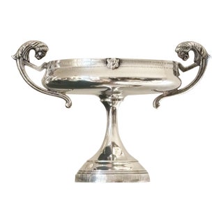 1940s Candle Holder English Silver Plated Rare Lions Handles For Sale