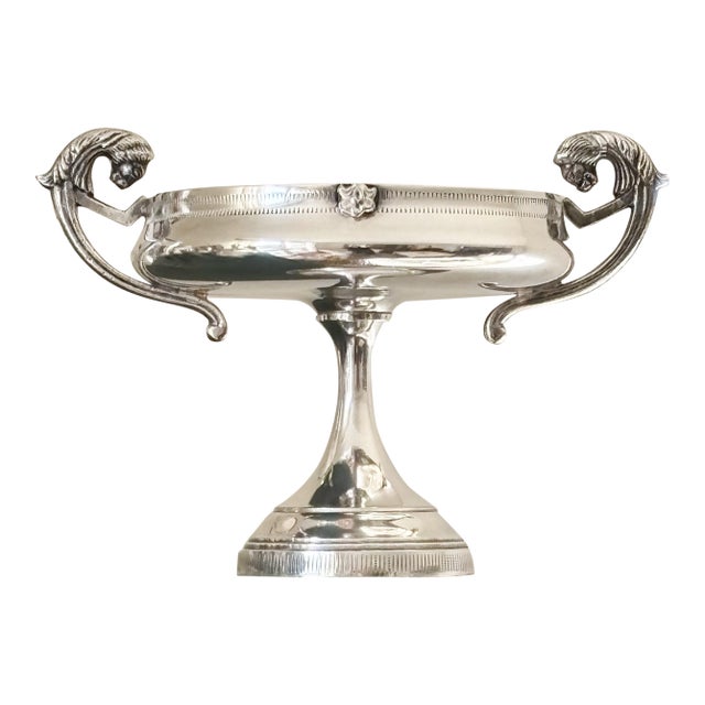 1940s Candle Holder English Silver Plated Rare Lions Handles For Sale