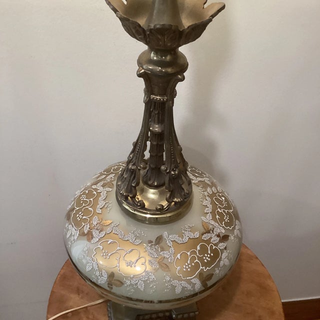 Original Art Deco Bronze & Brass Table Lamp Gold Hand Painted Tone c.1940 For Sale - Image 10 of 12