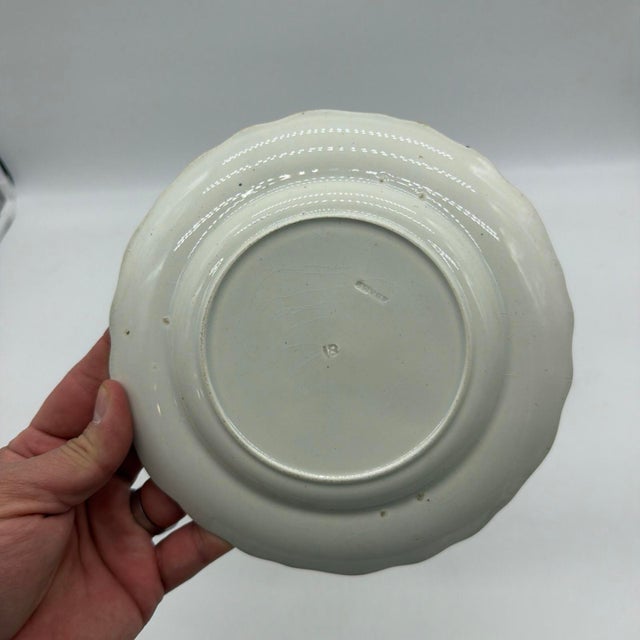 Set of 6 Antique English Adams Green & Red Transferware "Jacobean" Plates For Sale - Image 10 of 12