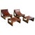 Italian Modern Lounge Chairs and Ottomans in Leather and Elm by Francesco Lucianetti, 1960s, Set of 4 For Sale