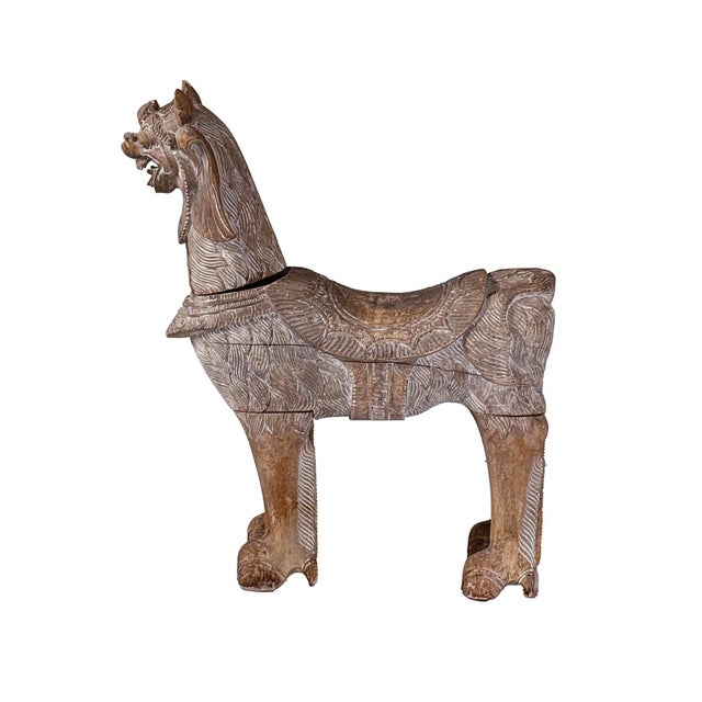 Brown Vintage 'Dragon Horse' Chinese Qulin Temple Display For Sale - Image 8 of 9
