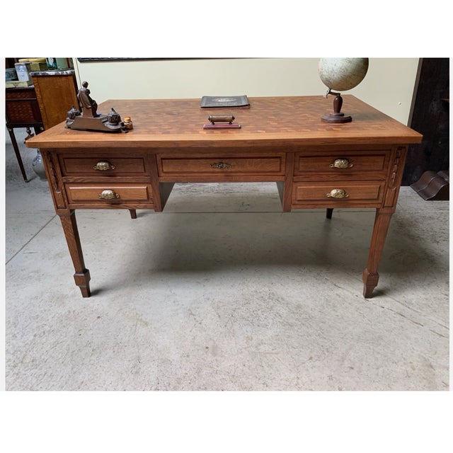 Wood Antique Art Nouveau Double-Sided Desk, 1915 For Sale - Image 7 of 12