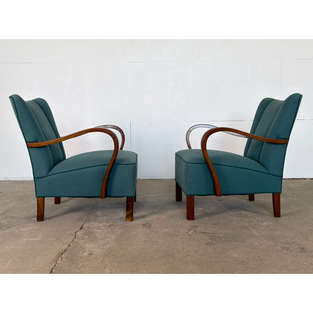 Scandinavian Modern Bentwood Lounge Chairs, 1940s, Set of 2 For Sale - Image 4 of 9