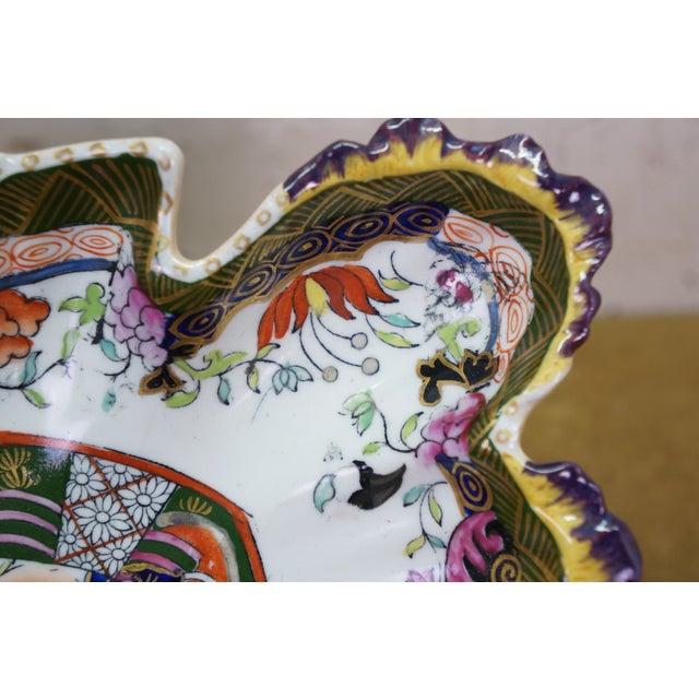Navy Blue Antique Masons Ironstone Covey Ducks Imari Chinoiserie Platter Compote 11" For Sale - Image 8 of 11
