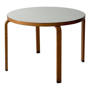 1960s Round White Dining Table Attributed to Alvar Aalto for Artek