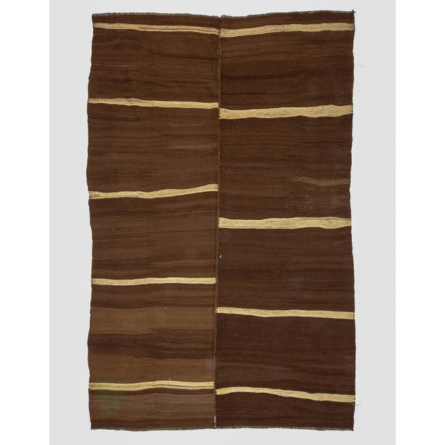 Textile Vintage Natural Brown Turkish Wool Rug-6'9'x10'11" For Sale - Image 7 of 7