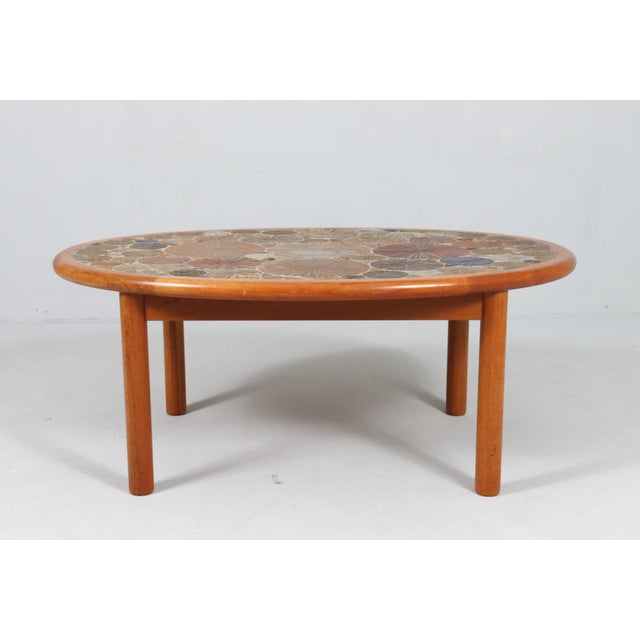 Wood Coffee Table Teak & Ceramic attributed to Tue Poulsen for Haslev Mobelsnedkeri, Denmark, 1960 For Sale - Image 7 of 18