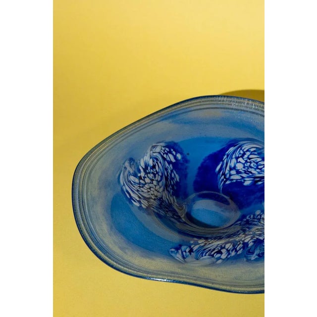 Mid-Century Vintage Blown Glass Wavy Abstract Bowl For Sale - Image 4 of 11