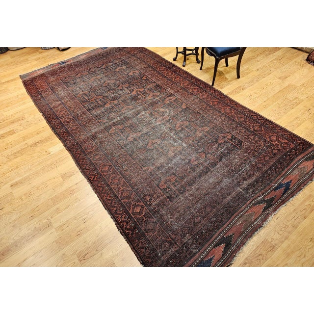 Brown 19th Century Hand-Knotted Afghan Gallery Rug in Allover Geometric Pattern For Sale - Image 8 of 18