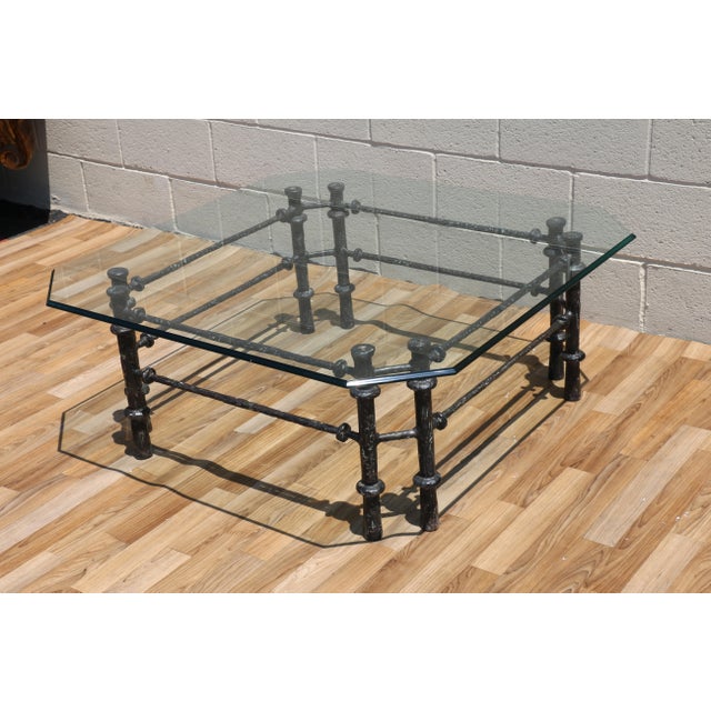 Vintage Giacometti Style Brutalist Sculptural Metal & Glass Coffee Table, 1970s For Sale - Image 15 of 18