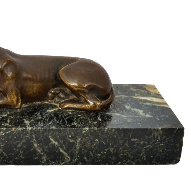Antique French Animalier Bronze Marble Greyhound Sculpture Desk Paperweight 1900 For Sale - Image 11 of 12