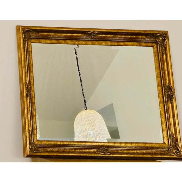 Wood Large Vintage Louis XVI Style Ornate Giltwood Wall Mirror For Sale - Image 7 of 10
