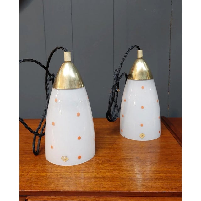 Glass and Brass Ceiling Lamps from Doria Leuchten, Germany, 1950s, Set of 2 For Sale - Image 9 of 9