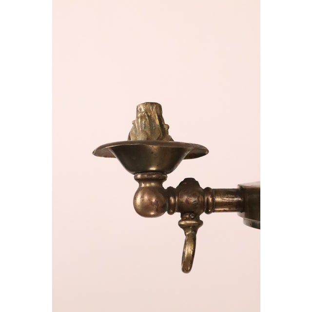 Restored 1890s Stained Glass Converted Gas Brass Pendant Light For Sale - Image 10 of 11