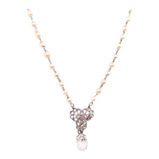 Briolette Diamond Tiffany & Co. Beaded Pearl Necklace With Diamonds For Sale