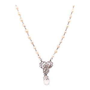 Briolette Diamond Tiffany & Co. Beaded Pearl Necklace With Diamonds