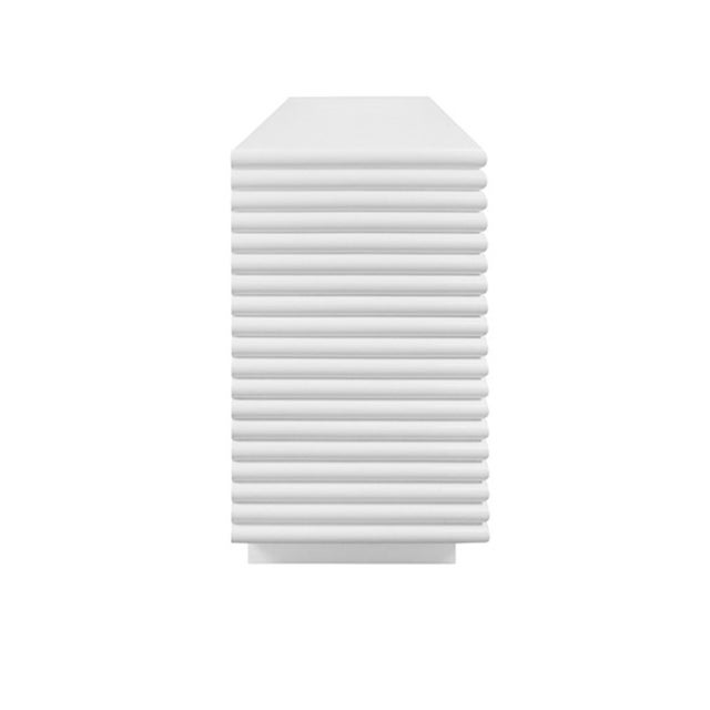 Not Yet Made - Made To Order Matthew Izzo Home Giovanni Matte White Lacquer Four Door Reed Buffet For Sale - Image 5 of 6