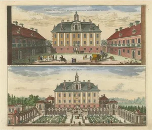Willem Swidde, Rosersberg Palace in Sweden: Dual Perspectives, 1695, Print
