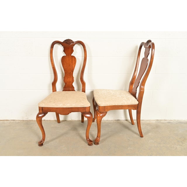 Queen Anne Solid Mahogany Side Chairs or Dining Chairs by Stanley, Pair For Sale - Image 10 of 14