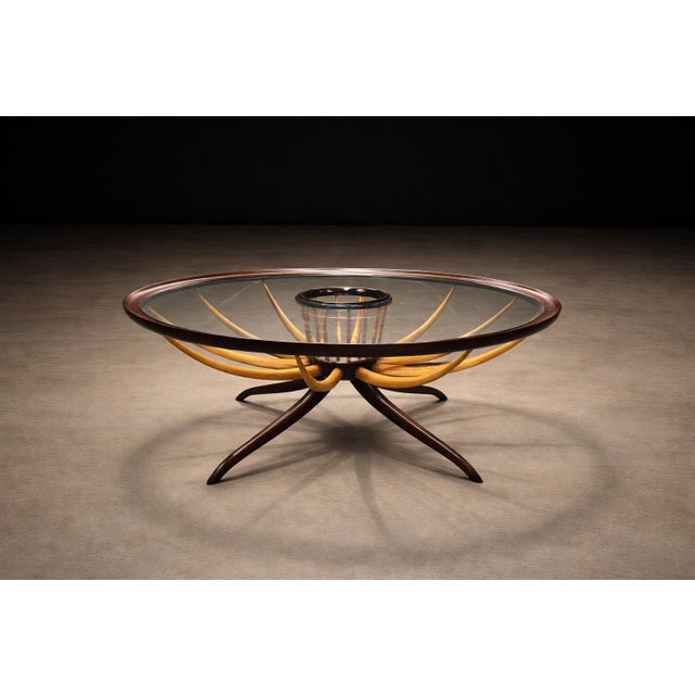 1950s Brazilian Modern Coffee Table With Flower Vase in Two Woods, Giuseppe Scapinelli, 1950s For Sale - Image 5 of 12