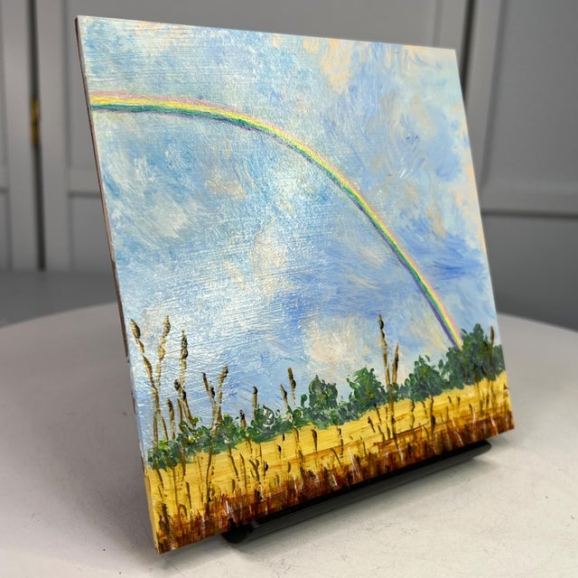 Follow Every Rainbow Original 6" X 6" Acrylic Painting Nature Theme Wall Art For Sale - Image 4 of 7
