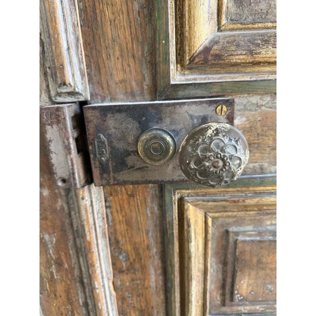 Wood 19th Century French Carved Doors With Distressed Wood and Gilt Accents For Sale - Image 7 of 15
