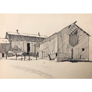 1930s Norman Kent Rustic Barn Drawing For Sale