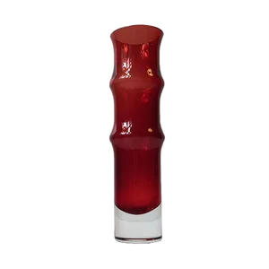 Ruby Red Bamboo Glass Vase by Bo Bergström for Aseda, 1960s