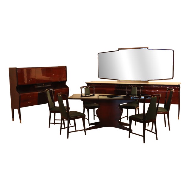 Vintage Dining Room Suite by Osvaldo Borsani for Fratelli Turri, Italy, 1950s, Set of 9 For Sale