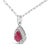 Contemporary 14K White Gold 6x4 Pear Red Ruby and Diamond Halo Pendant Necklace - 18" Inches For Sale - Image 3 of 5