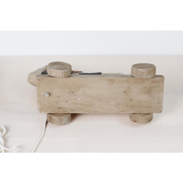 Early 20th Century Hand-Carved Painted Wood Lion Pull Toy on Wheeled Platform For Sale - Image 16 of 17
