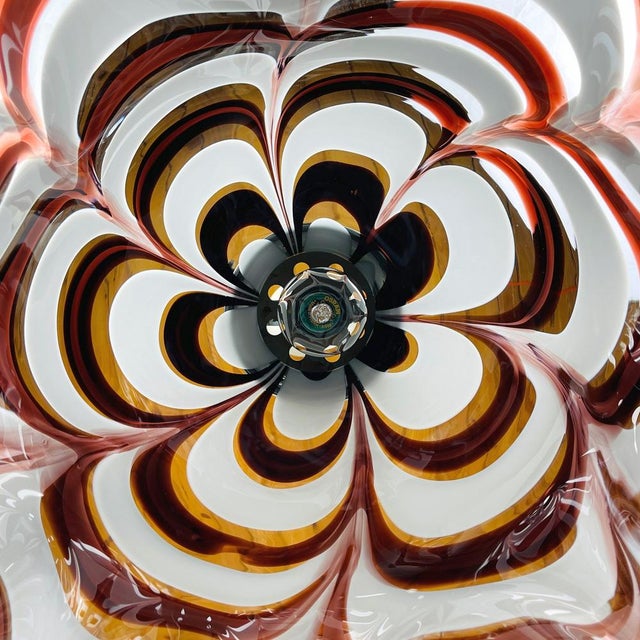 AVMazzega Murano Glass Brown Fazzoletto Pendant Lamp by AV Mazzega, Italy, 1970s For Sale - Image 4 of 14