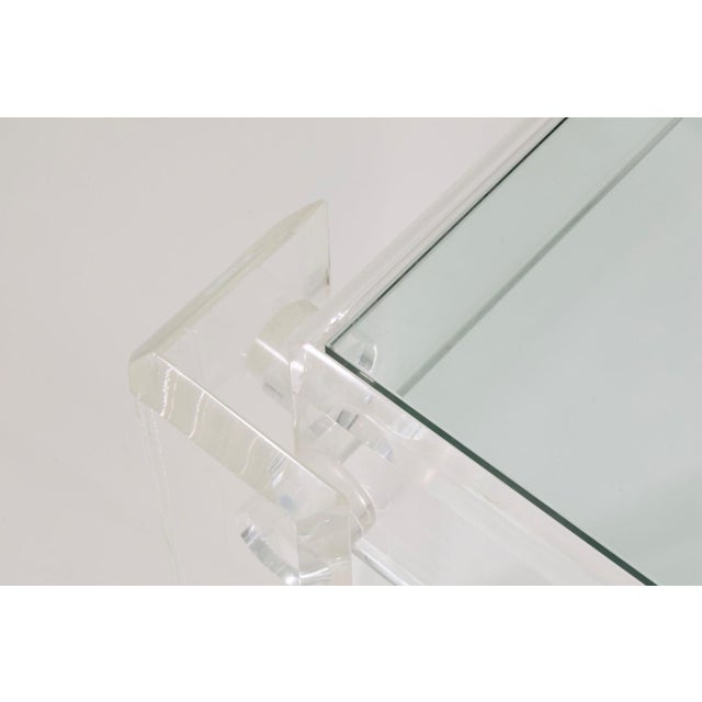 Charles Hollis Jones Charles Hollis Jones 1970s Glass Top Lucite Base Coffee Table For Sale - Image 4 of 6