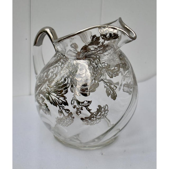 1940s Vintage Cambridge Art Nouveau Style Silver Overlay Pitcher For Sale - Image 5 of 12