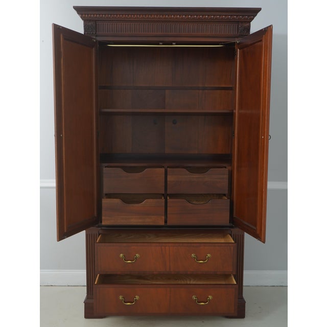 Chippendale Ethan Allen 18th C. Mahogany Bedroom Armoire For Sale - Image 3 of 18