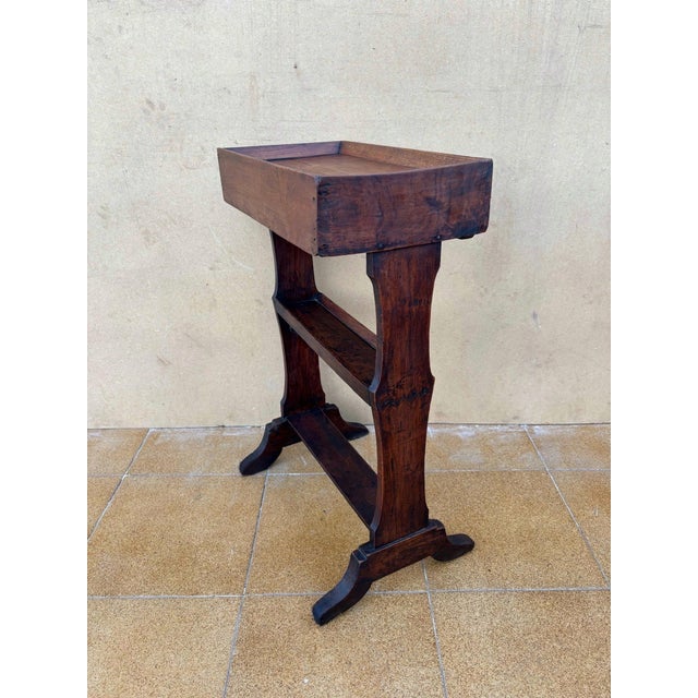 Spanish Rustic Chestnut Side Table with Drawer, 20th Century For Sale - Image 9 of 9