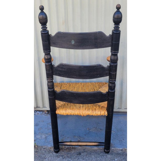 1960s Ladder Back Arm Chair & Foot Stool Set For Sale - Image 12 of 12