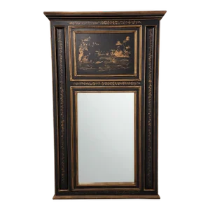 Decorative Hand Painted Chinoiserie Style Trumeau Mirror