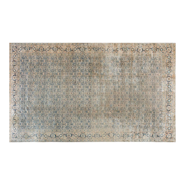 Authentic 19th Century Persian Tabriz Handmade Wool Carpet For Sale