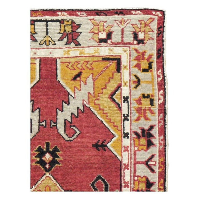 Rustic Mid-20th Century Handmade Turkish Oushak Throw Rug For Sale - Image 3 of 9