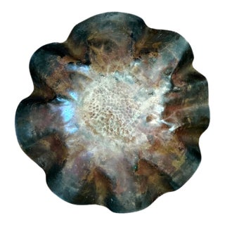 Vintage Scalloped Copper Decorative Bowl For Sale