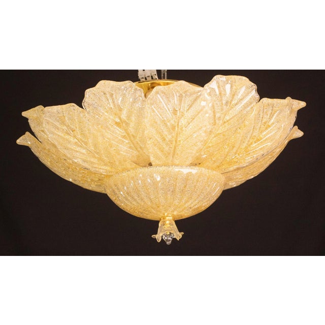 Glass 1970s Italian Murano Glass Gold Flush Mount For Sale - Image 7 of 12