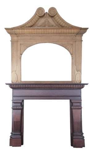 Antique English Georgian Oak Carved Fireplace Mantel Overmantel