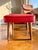 Atomic Mid Century Modern Red Vinyl Footstool Ottoman-Tapered Wood Legs-MCM For Sale - Image 4 of 8