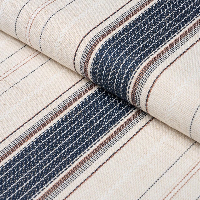 Schumacher Schumacher Idris Stripe Fabric In Indigo For Sale - Image 4 of 5