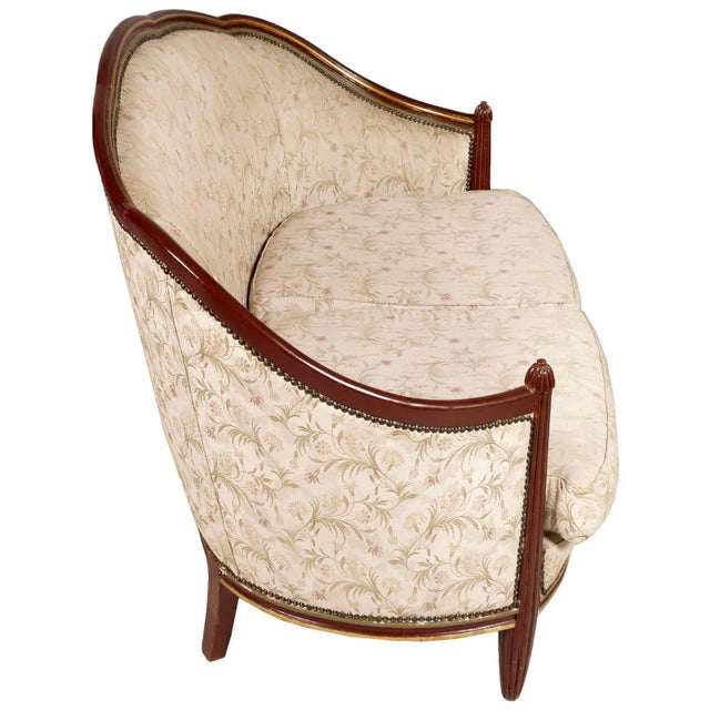 Art Nouveau Lacquered and Gilt Carved Walnut 2-Seater Sofa For Sale - Image 5 of 6